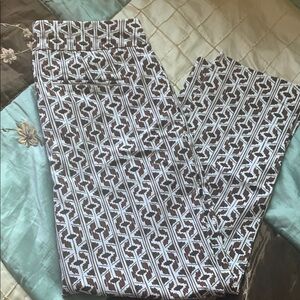 Chico's Geometric Patterned Straight Leg Pants - Brown and White